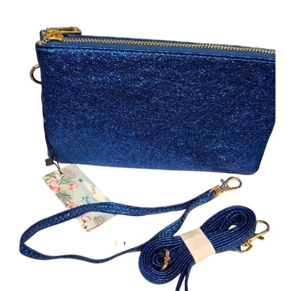 Brentano Royal Blue Glitter‎ Crossbody Clutch Bag CJ21118 NWT